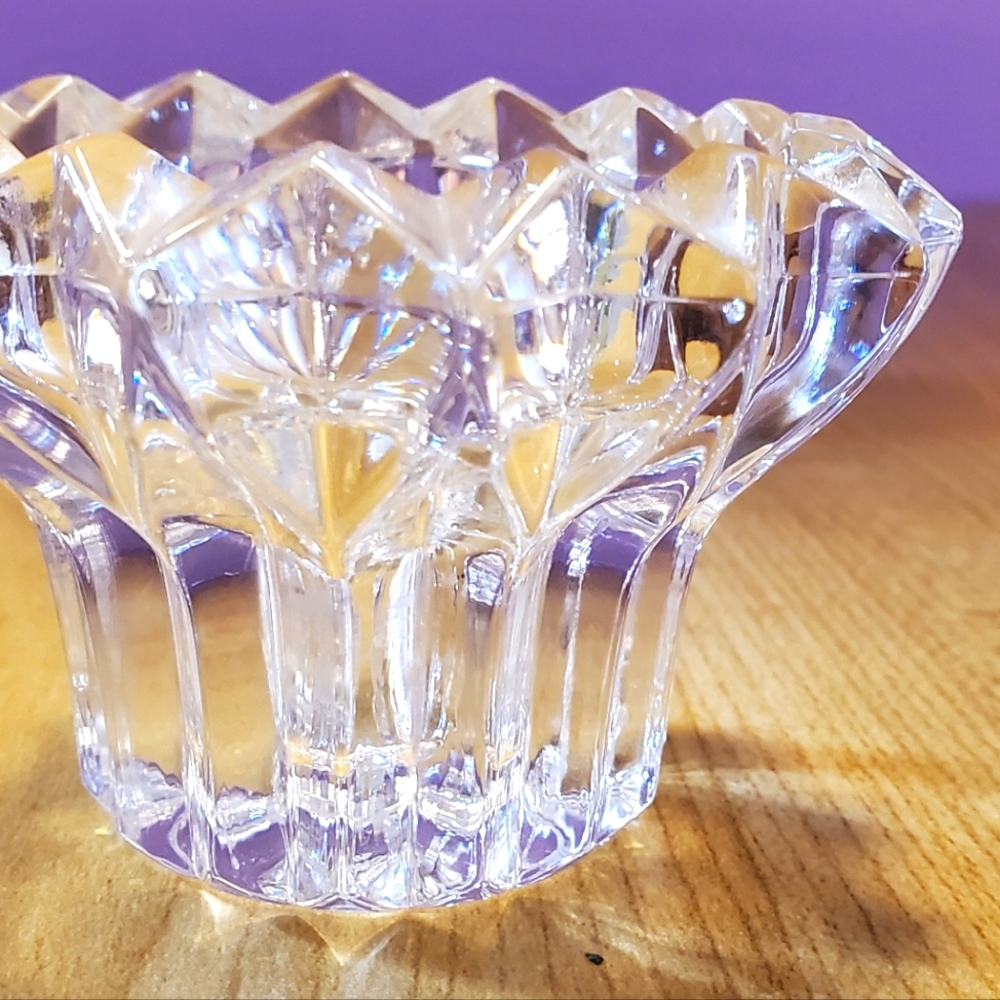 Crystal Zajecar Yugoslavia 24% Pbo Lead Crystal Glass Votive Taper Candle Holder